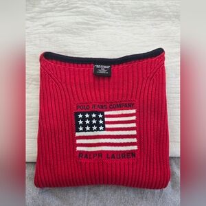 Vintage Polo Ralph Lauren American Flag Boatneck Sweater - S
